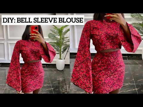 Видео: Как выкроить и сшить простой укороченный топ с V-образным рукавом-колоколом.