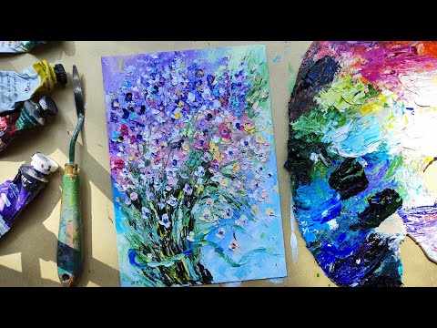 Видео: ПОЛЕВОЙ БУКЕТИК мастихином ИМПАСТО