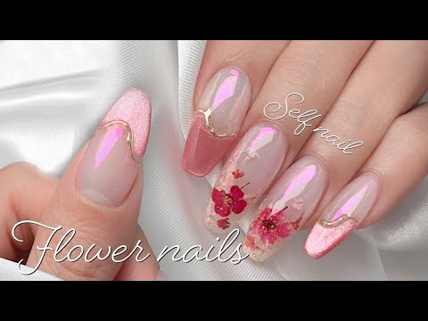 Видео: Весенний маникюр с магнитным гелем и живыми цветами / Born Pretty / Self nail / nail art / ASMR