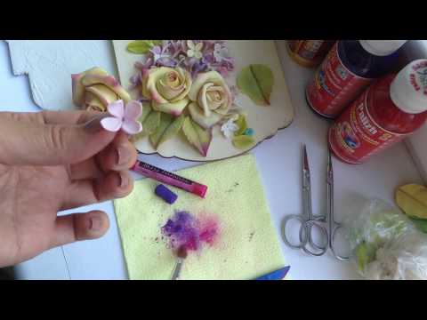 Видео: Соленое тесто.Панно с сиренью и розами.  Часть 1, продолжение