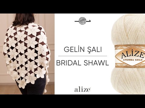 Видео: Alize Angora Gold ile Gelin Şalı • Bridal Shawl • Шаль невесты