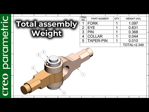 Видео: Рассчитать вес детали | Рассчитать общий вес сборки в Creo Parametric