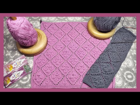 Видео: МК/Узор«Цветочные ромбы»спицами