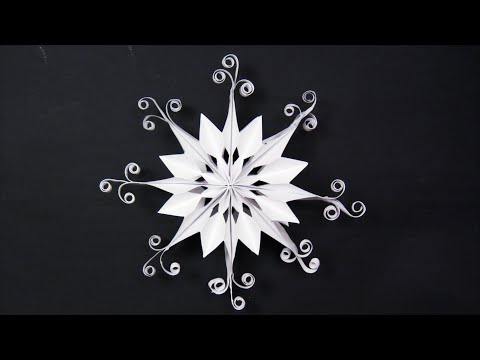 Видео: Как сделать объемную снежинку из бумаги DIY. Снежинка 3D DIY - Простые поделки на Новый год.