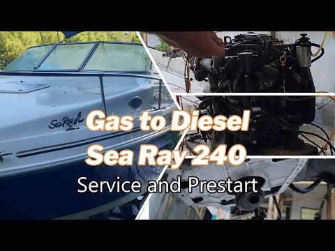 Видео: Sea Ray 240: замена бензина на дизель — обслуживание и запуск, предварительная установка дизельно...