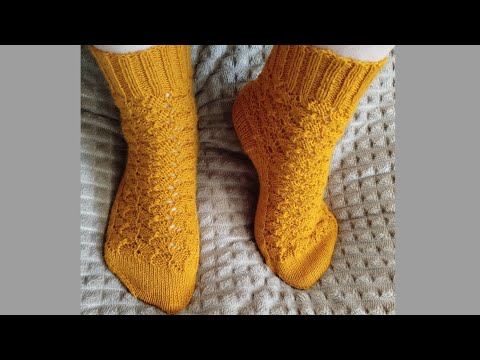 Видео: Узор "Геометрический калейдоскоп" по кругу | Ажурные носки