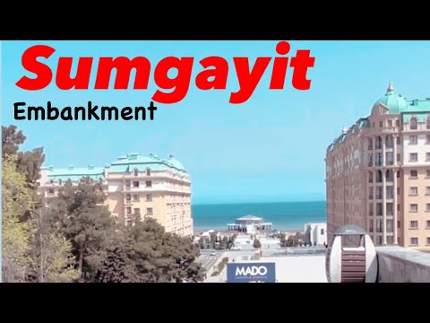 Видео: Sumgayit, Azerbaijan. City walking. Embankment | 4K. Caspian Sea. Сумгаит.