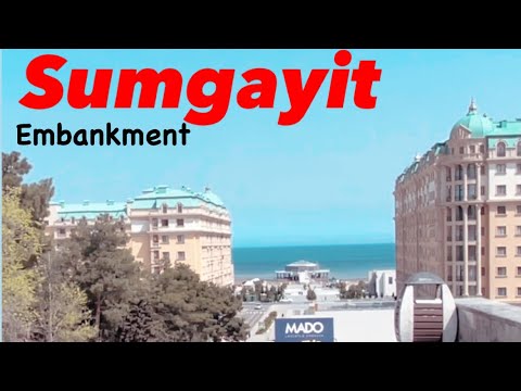 Видео: Sumgayit, Azerbaijan. City walking. Embankment | 4K. Caspian Sea. Сумгаит.