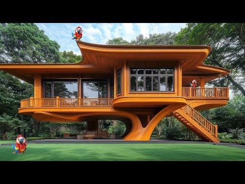 Видео: Мужчина строит потрясающий деревянный особняк в горах. От начала до конца. Автор: @Carpenter_AnXu