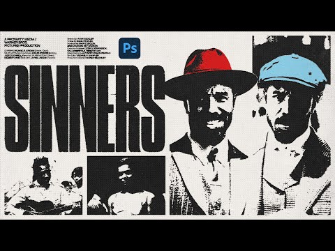 Видео: Как создать постер к фильму в стиле брутализма в Photoshop (Sinners)