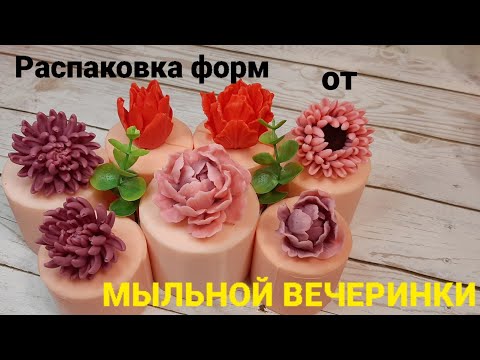 Видео: Распаковка и заливка силиконовых форм от Мыльной вечеринки. Пионы Суиин, астры Рафаэлло