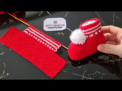 Видео: Красные пинетки для малышек легко вязать