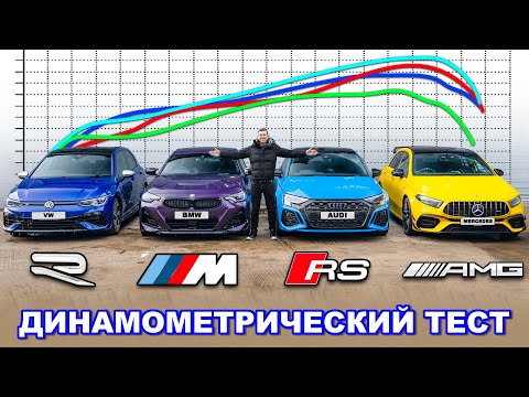 Видео: BMW M240i против AMG A45 против Audi RS3 против Golf R: ДИНАМОМЕТРИЧЕСКИЙ ТЕСТ