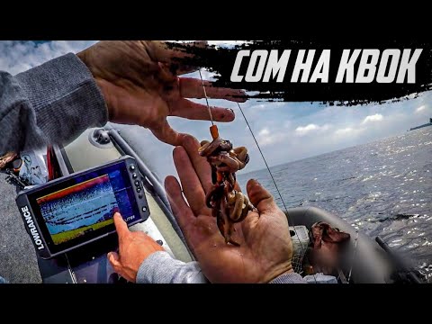Видео: Ловля СОМА на КВОК 2021, Эхолот лоуренс ФС для ловли сома на квок, Lowrance Elite FS 9, Сом, CatFish