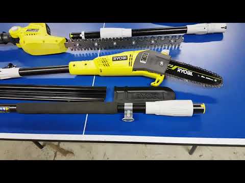 Видео: Высоторез цепной электрический + кусторез электрический RYOBI RP750450
