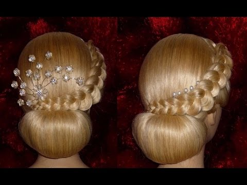Видео: Вечерняя, свадебная причёска на средние/длинные волосы.Причёска на выпускной.Пучок из волос