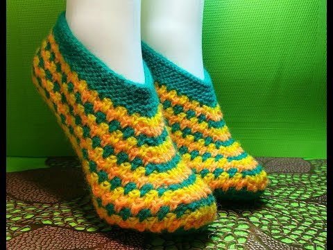 Видео: Вязание спицами домашние тапочки #181