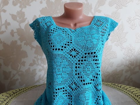 Видео: Топ крючком (филейное вязание). Часть 11. Соединяем две детали.