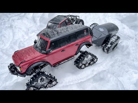 Видео: Гусеницы Traxxas с прицепом Sherp! Испытание в снегу. RC crawler трофи в Измайлово 10.12.2023