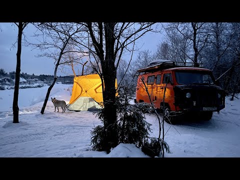 Видео: Карелия на Буханке. Палатка зимой.