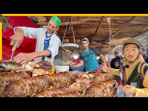 Видео: самая редкая уличная еда в Марокко 🇲🇦 шашлык из бараньей кишки субботнего рынка Марракеша