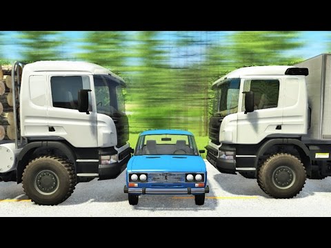 Видео: Страшные аварии с грузовиками! Вывозим металлолом - BeamNG Drive