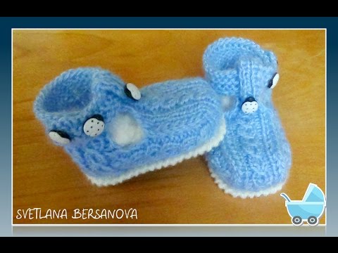 Видео: Пинетки-сандалики спицами. Knitting booties