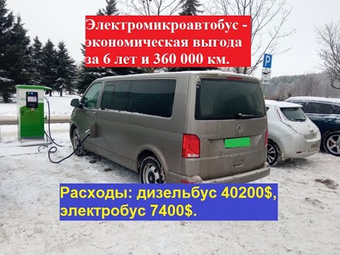 Видео: Электромикроавтобус - экономическая выгода, 6 лет и 360000 км. Расходы: дизель 40200$, электро 7400$