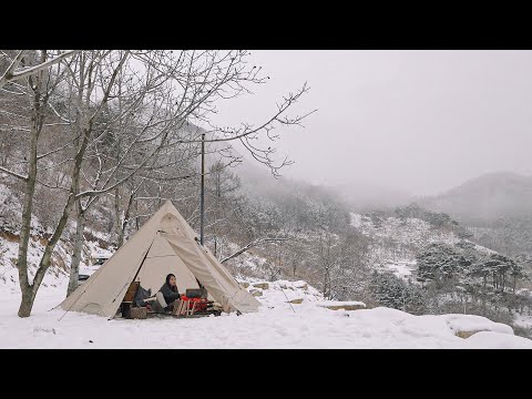 Видео: Снега много! 700 м вглубь гор / 2 дня кемпинга с горячей палаткой