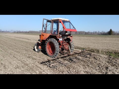 Видео: Боронование чеснока с трактором Т 25