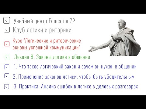 Видео: Лекция 8. Законы логики в общении. Что такое логический закон и зачем он нужен в общении