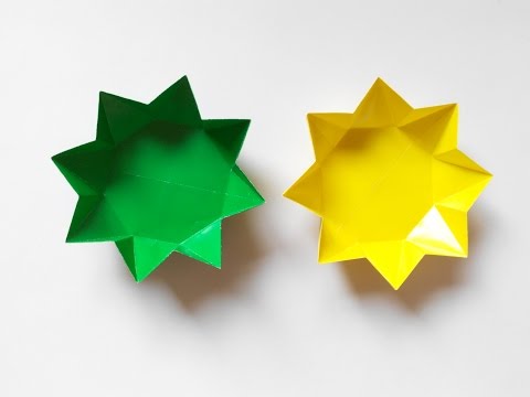 Видео: Тарелочка в виде звезды оригами, Plate star shaped origami