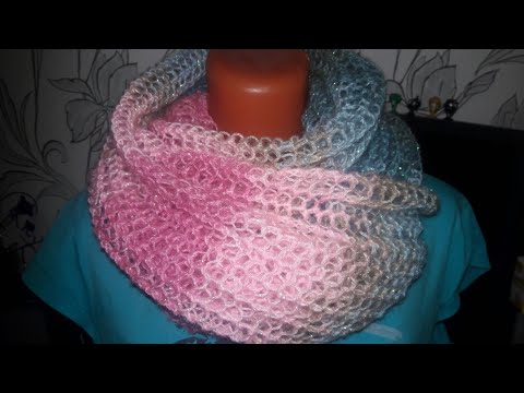 Видео: Шарф-палантин ,, Воздушная зефирка ,, спицами. Экспресс МК.