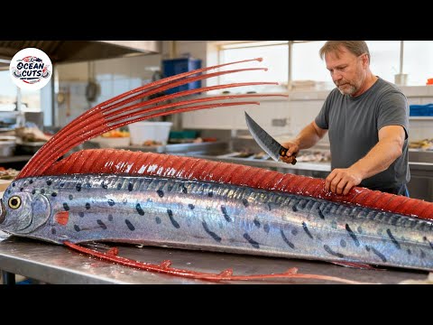 Видео: Удивительные виртуозные навыки резки - Гигантская ремнерыба | Самые быстрые навыки владения ножом...