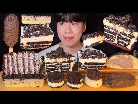 Видео: SUB) Корейский десерт Oreo мукбанг asmr, чизкейк, кремовый хлеб, мороженое