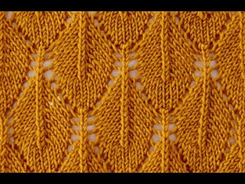 Видео: Ажурный узор спицами "Ажурный листок".