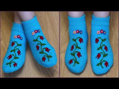 Видео: Носки тунисским крючком. Часть 1.