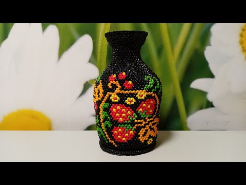 Видео: Модульное оригами. Ваза с рисунком в стиле хохлома ( мастер-класс) 2 часть