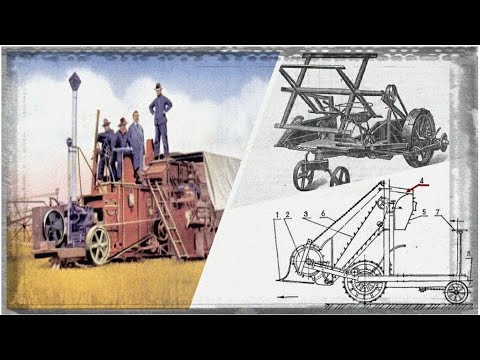 Видео: Конная зерноуборка на корню. Фильм 2  из серии "Зерноуборочные комбайны" . Жатвенные машины,