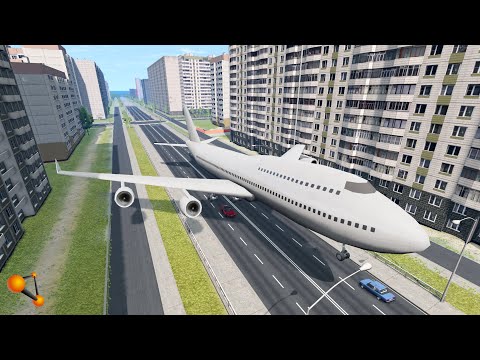 Видео: ПОСАДКА САМОЛЕТА НА ЦЕНТРАЛЬНОЙ УЛИЦЕ ГОРОДА | BeamNG.drive
