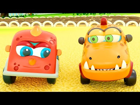 Видео: 🚗 Машинки Мокас – Серия 35 – Гонка в песочнице | Добрый мультик для малышей про машинки