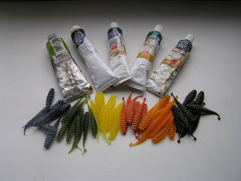 Видео: Покраска силикона масляными красками  Painting soft plasti baits