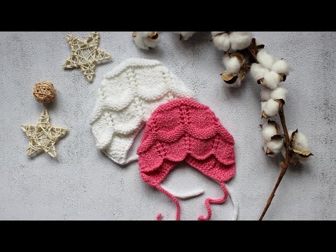 Видео: Чепчик "Волны"/ ажурный чепчик спицами/ шапка для новорождённых