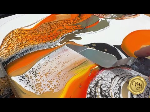 Видео: Акриловая заливка, фантазийный свайп | Диптих «Огонь и вода», часть 1❤️✨ Обзор | Fluid Art от Mar...
