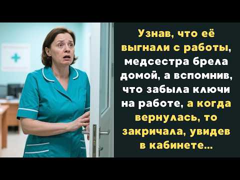 Видео: Узнав что её выгнали с работы, медсестра шла домой, а вспомнив что забыла ключи, вернулась и застыла