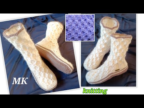 Видео: 😍 Элегантные носки-тапки узором в 3 D формате ➡️ МК на двух спицах и без шва на подошве 🤗
