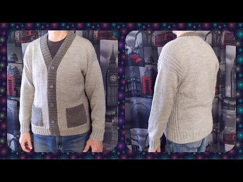 Видео: Как вязала мужской кардиган с карманами.Описание.