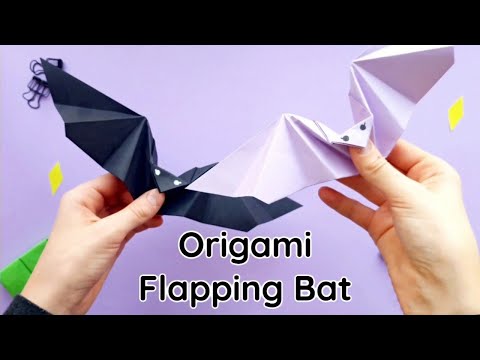 Видео: Оригами Летучая Мышь из бумаги машет крыльями | Origami Halloween | Origami Paper Flapping Bat