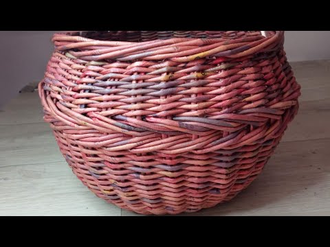 Видео: МК. Пузатая корзина "Коса" из бумажной лозы. Часть 1. #59(1)