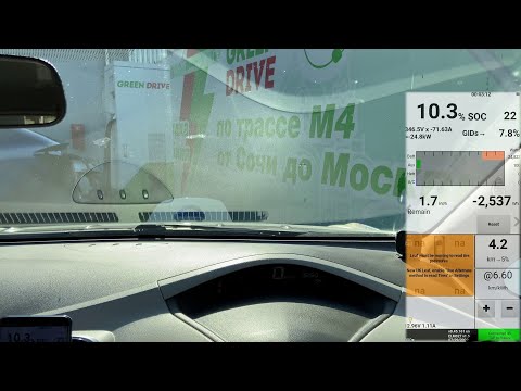 Видео: Первые километры Nissan LEAF после перепака ВВБ на 195 Ач. Первая быстрая зарядка